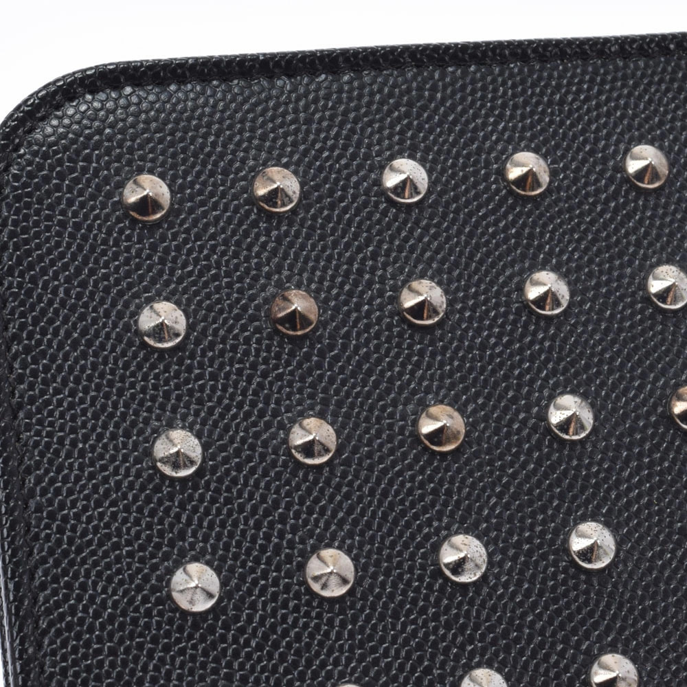 SAINT LAURENT Round Zipper Studded Black Calfskin Long Wallet - Picture 6 of 8